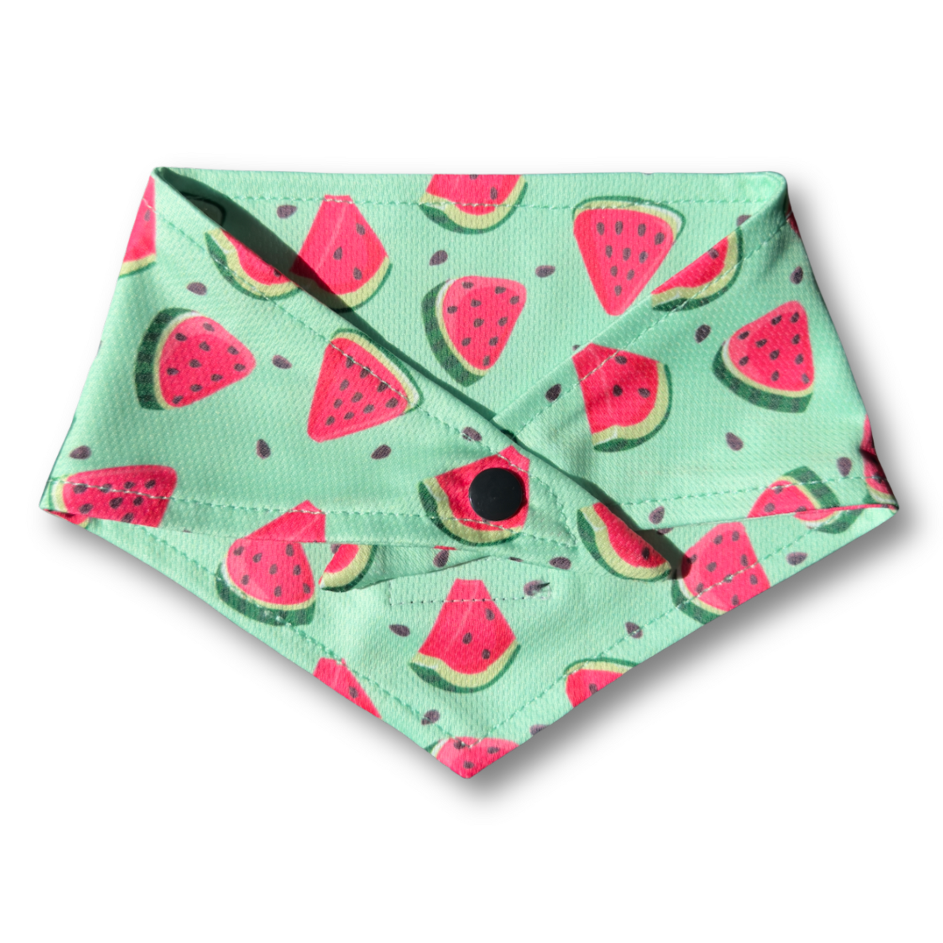 A vibrant and refreshing dog bandana featuring a playful watermelon print, perfect for summer adventures. Lightweight and comfortable, it’s ideal for poolside lounging, farmer’s market strolls, or sunny day outings. Designed for a secure and adjustable fit—tie it, button it, or do both for the perfect look!
