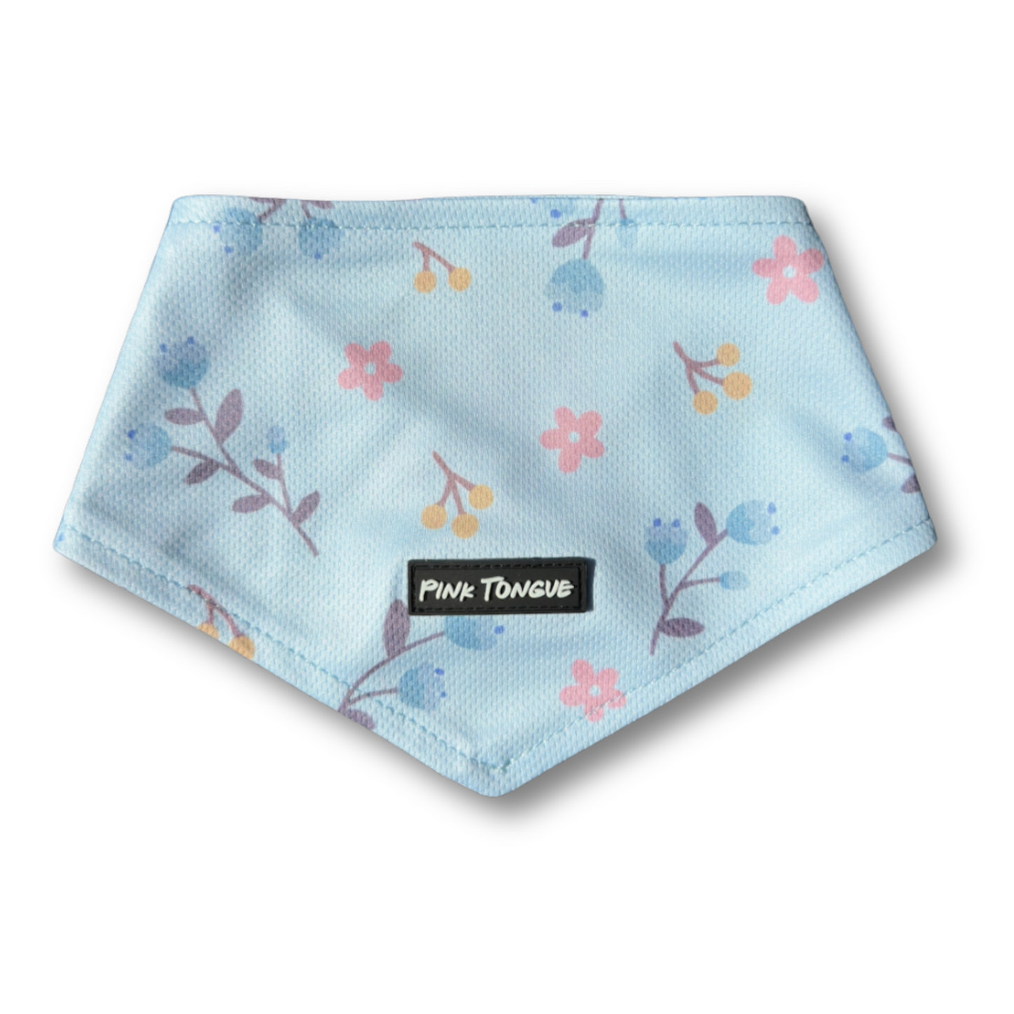 A vibrant floral dog bandana featuring soft, colorful blooms, perfect for spring. Designed for comfort and style, it offers multiple fastening options—tie, button, or both—for a secure and adjustable fit. Ideal for walks, picnics, and adding a fresh touch to your pup’s wardrobe.