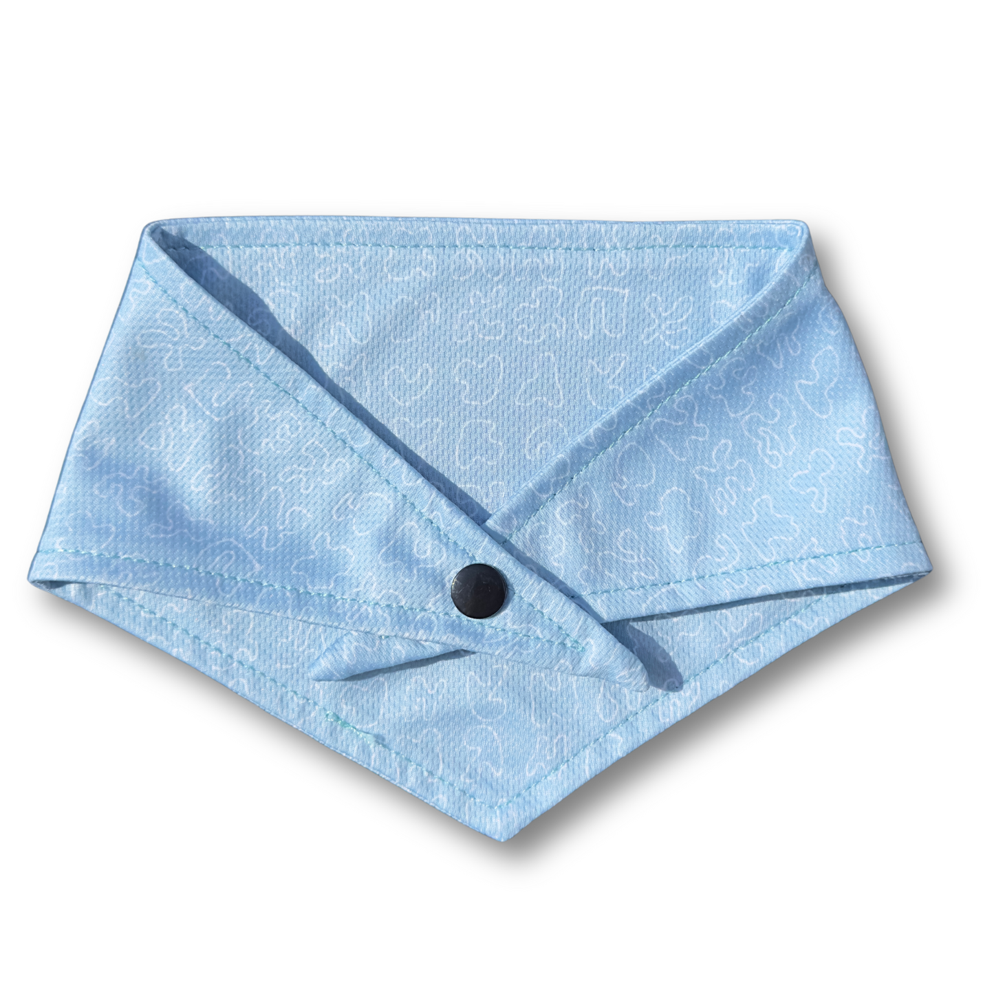 A classic blue dog bandana with a timeless design, perfect for any occasion. Adjustable with tie and button options for a secure and comfortable fit.